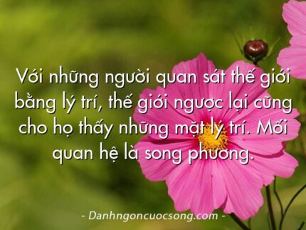 Với những người quan sát thế giới bằng lý trí, thế giới ngược lại cũng cho họ thấy những mặt lý trí. Mối quan hệ là song phương.