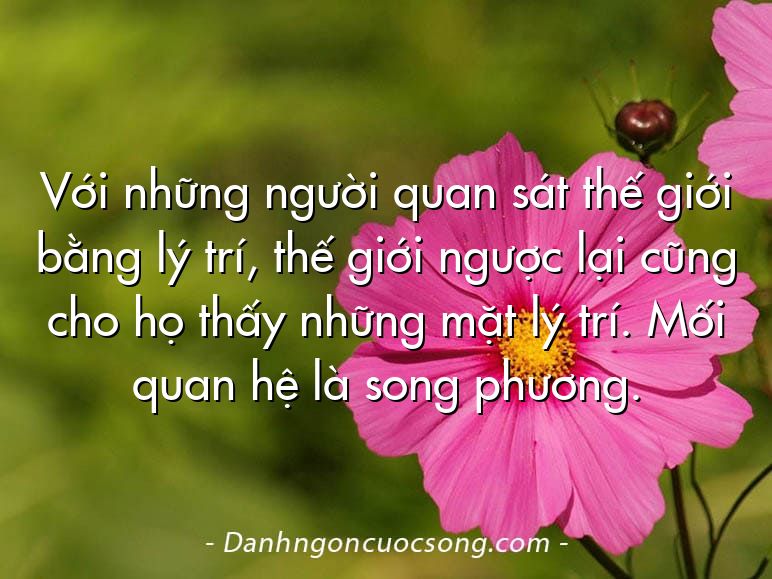 Với những người quan sát thế giới bằng lý trí, thế giới ngược lại cũng cho họ thấy những mặt lý trí. Mối quan hệ là song phương.