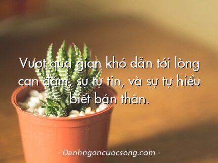 Vượt qua gian khó dẫn tới lòng can đảm, sự tự tin, và sự tự hiểu biết bản thân.