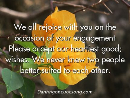 We all rejoice with you on the occasion of your engagement Please accept our heartiest good; wishes. We never knew two people better suited to each other.