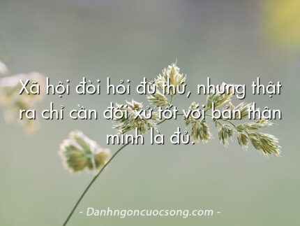 Xã hội đòi hỏi đủ thứ, nhưng thật ra chỉ cần đối xử tốt với bản thân mình là đủ.