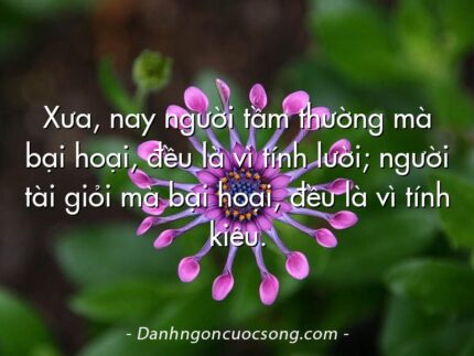 Xưa, nay người tầm thường mà bại hoại, đều là vì tính lười; người tài giỏi mà bại hoại, đều là vì tính kiêu.