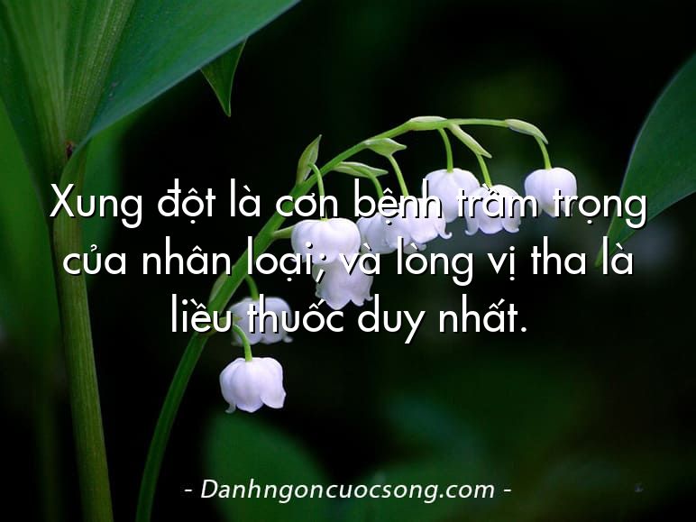 Xung đột là cơn bệnh trầm trọng của nhân loại; và lòng vị tha là liều thuốc duy nhất.