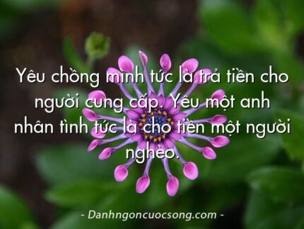 Yêu chồng mình tức là trả tiền cho người cung cấp. Yêu một anh nhân tình tức là cho tiền một người nghèo.