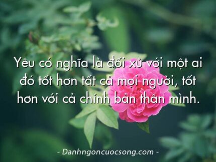 Yêu có nghĩa là đối xử với một ai đó tốt hơn tất cả mọi người, tốt hơn với cả chính bản thân mình.