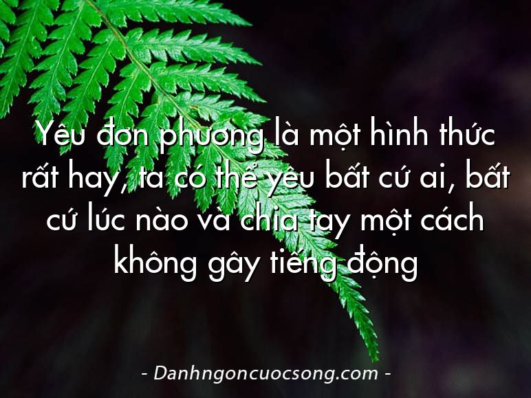 Yêu đơn phương là một hình thức rất hay, ta có thể yêu bất cứ ai, bất cứ lúc nào và chia tay một cách không gây tiếng động