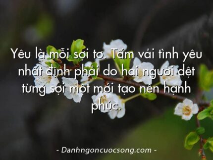 Yêu là mỗi sợi tơ. Tấm vải tình yêu nhất định phải do hai người dệt từng sợi một mới tạo nên hạnh phúc.