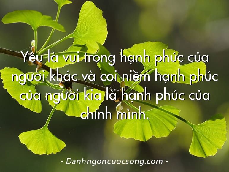 Yêu là vui trong hạnh phúc của người khác và coi niềm hạnh phúc của người kia là hạnh phúc của chính mình.