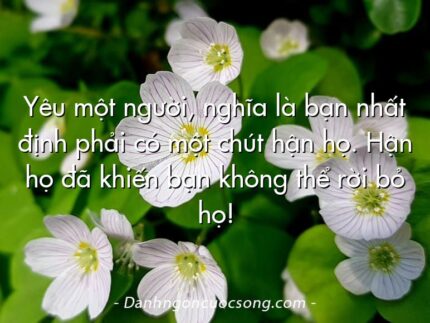 Yêu một người, nghĩa là bạn nhất định phải có một chút hận họ. Hận họ đã khiến bạn không thể rời bỏ họ!