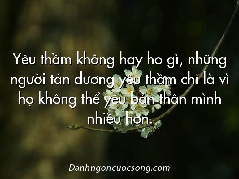 Yêu thầm không hay ho gì, những người tán dương yêu thầm chỉ là vì họ không thể yêu bản thân mình nhiều hơn.