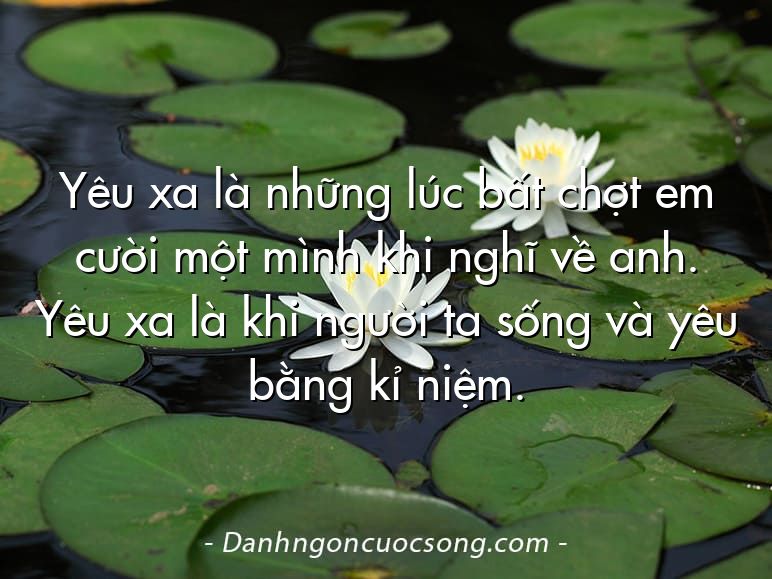 Yêu xa là những lúc bất chợt em cười một mình khi nghĩ về anh. Yêu xa là khi người ta sống và yêu bằng kỉ niệm.