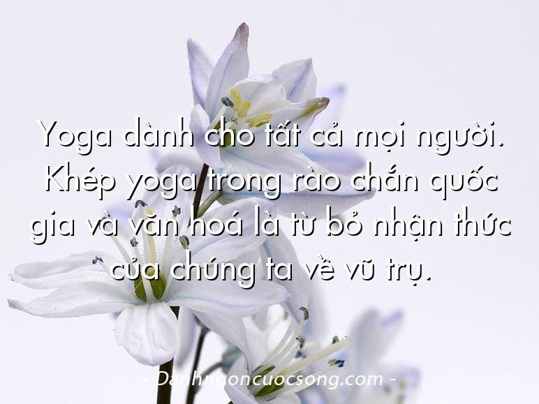 Yoga dành cho tất cả mọi người. Khép yoga trong rào chắn quốc gia và văn hoá là từ bỏ nhận thức của chúng ta về vũ trụ.