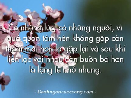 Có những lúc, có những người, vì quá quan tâm nên không gặp còn thoải mái hơn là gặp lại và sau khi liên lạc với nhau còn buồn bã hơn là lặng lẽ nhớ nhung.