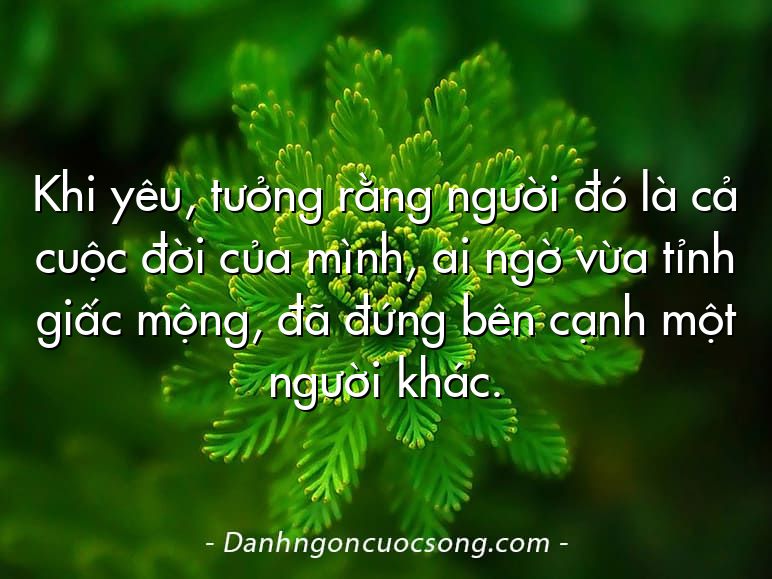 Khi yêu, tưởng rằng người đó là cả cuộc đời của mình, ai ngờ vừa tỉnh giấc mộng, đã đứng bên cạnh một người khác.