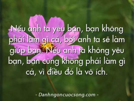 Nếu anh ta yêu bạn, bạn không phải làm gì cả, bởi anh ta sẽ làm giúp bạn. Nếu anh ta không yêu bạn, bạn cũng không phải làm gì cả, vì điều đó là vô ích.